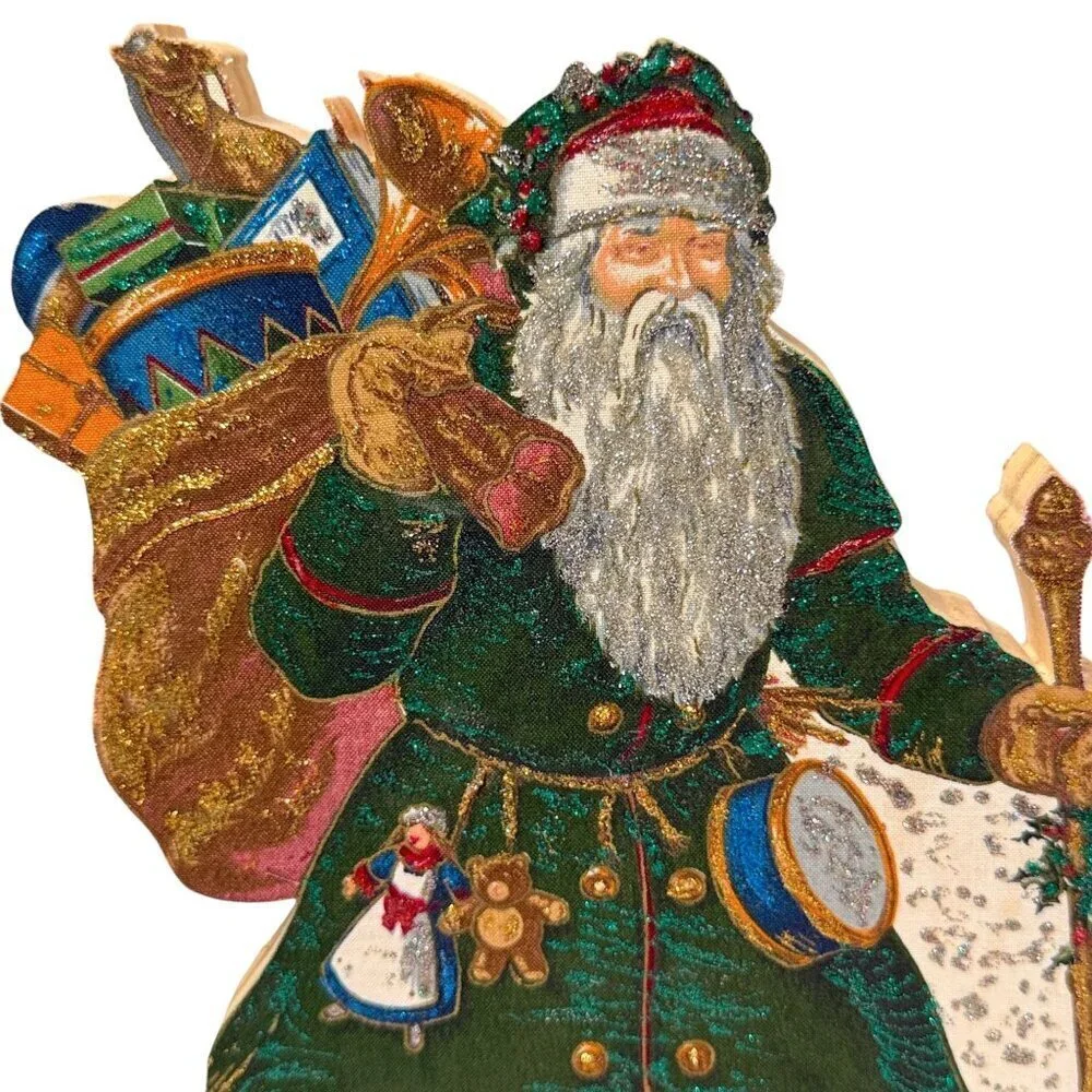 Old World Santa Wooden Signed George Bakes Cranston Victorian Holiday Decor 12